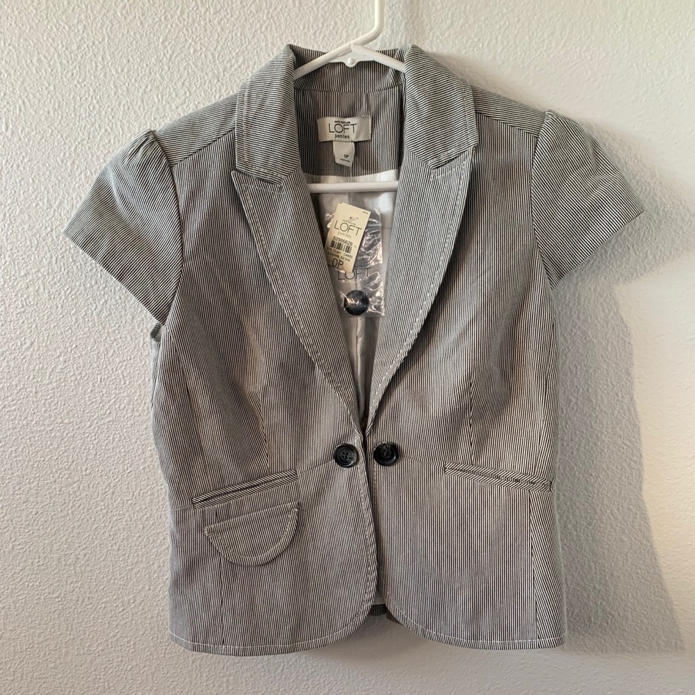 LOFT Short Sleeve Stripe Jacket -Size  0P